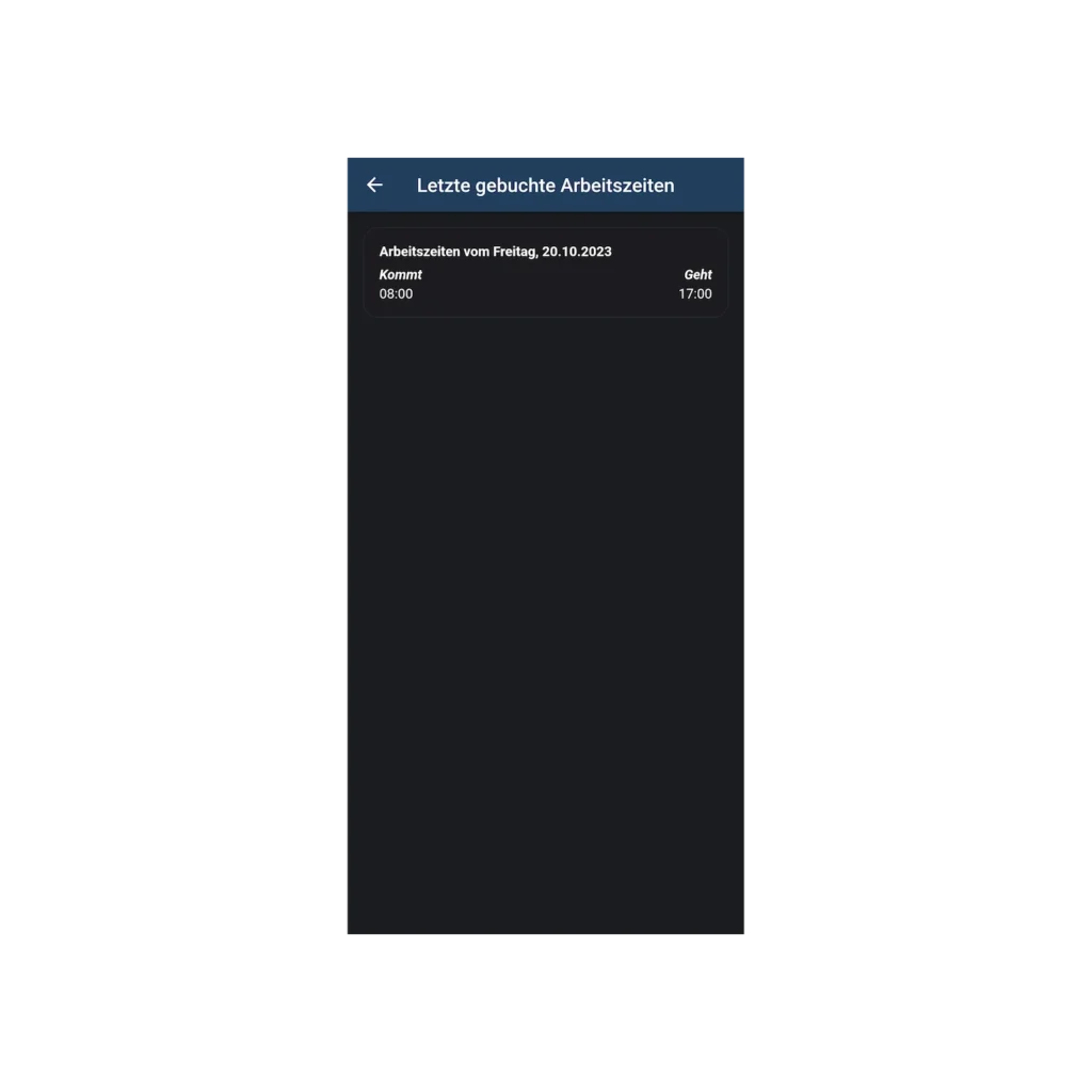 Aktuelle Informationen zur gutgeschriebenen Arbeitszeit in der Timemaster App abrufbar