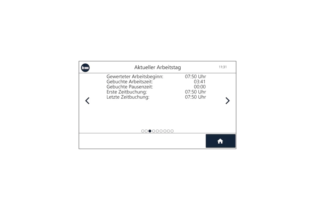 Abfrage der aktuelle Arbeitstagsinformationen am Terminal plus7