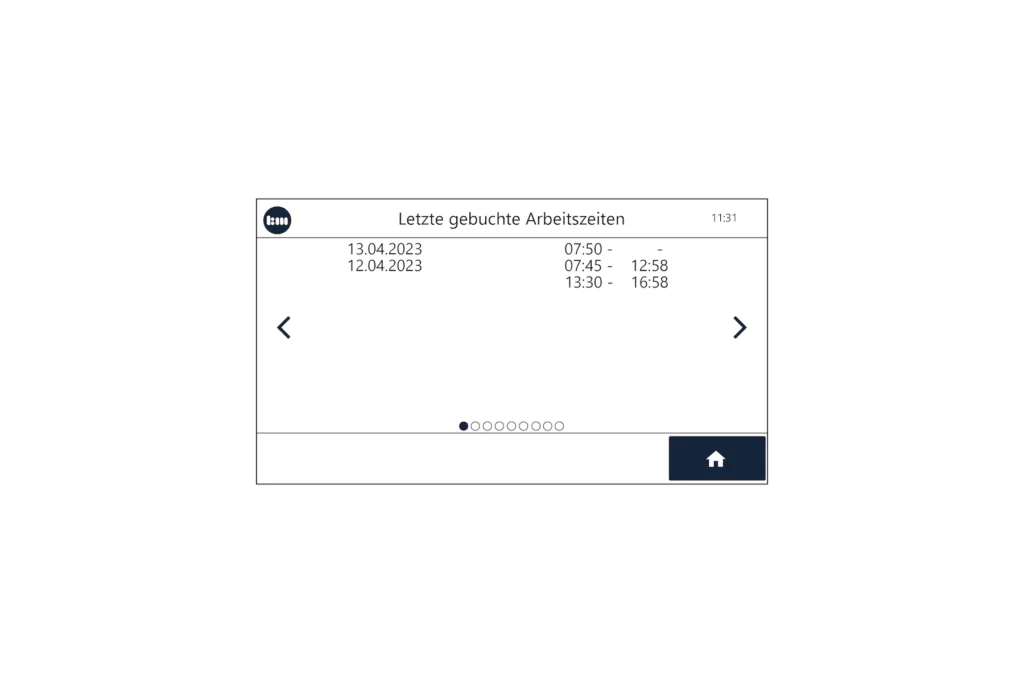Abfrage der gebuchten Arbeitszeiten am Terminal plus7