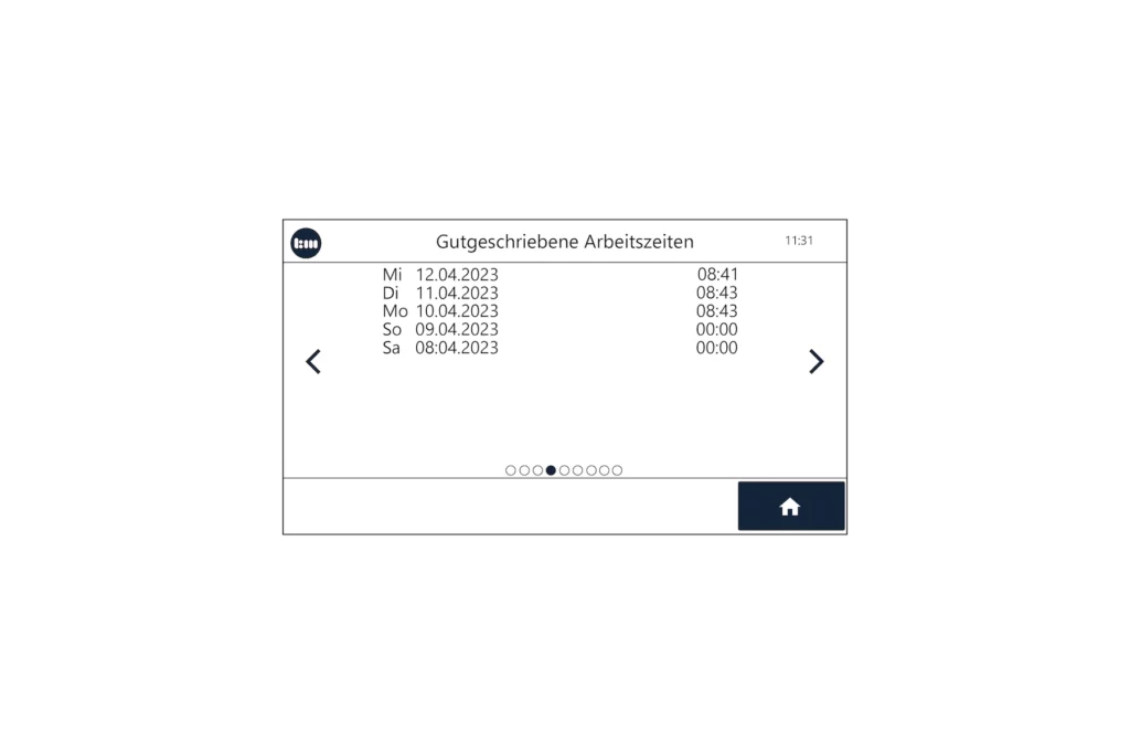 Abfrage der gutgeschriebenen Arbeitszeit am Terminal plus7