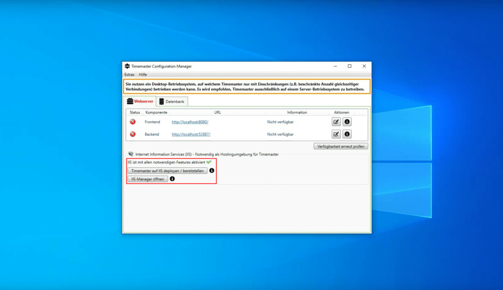 Erstellen der Timemaster Seite