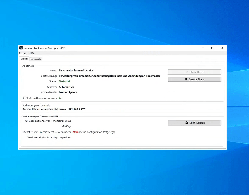 Start des Terminal Managers