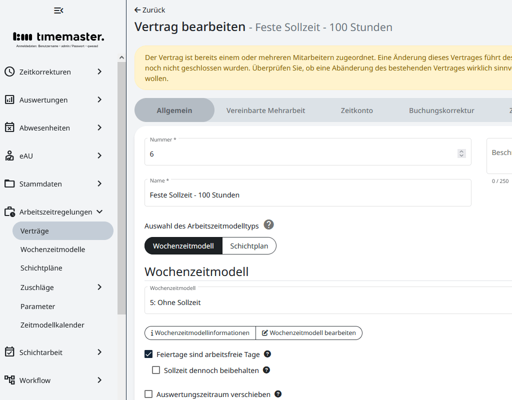 Anlegen eines Vertrags