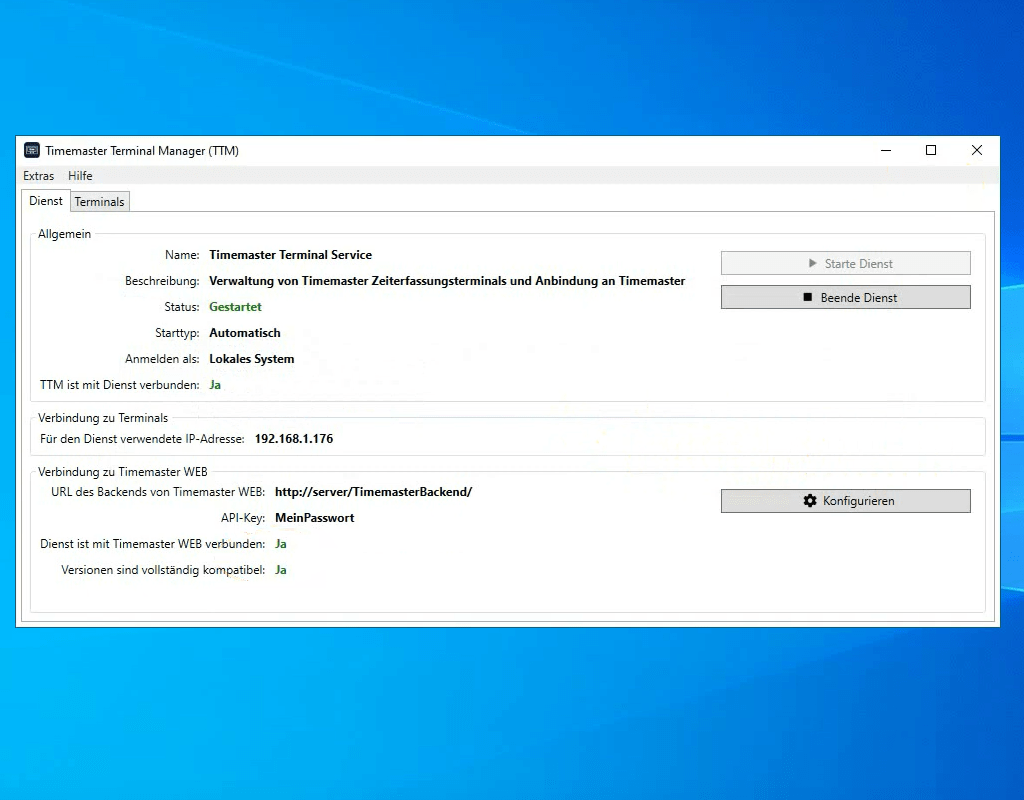 Einsicht in den Timemaster Terminal Manager ohne Fehlermeldung
