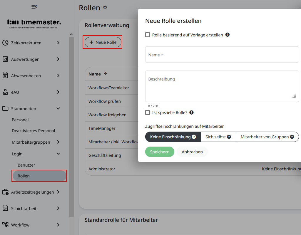 Erstellen einer Rolle