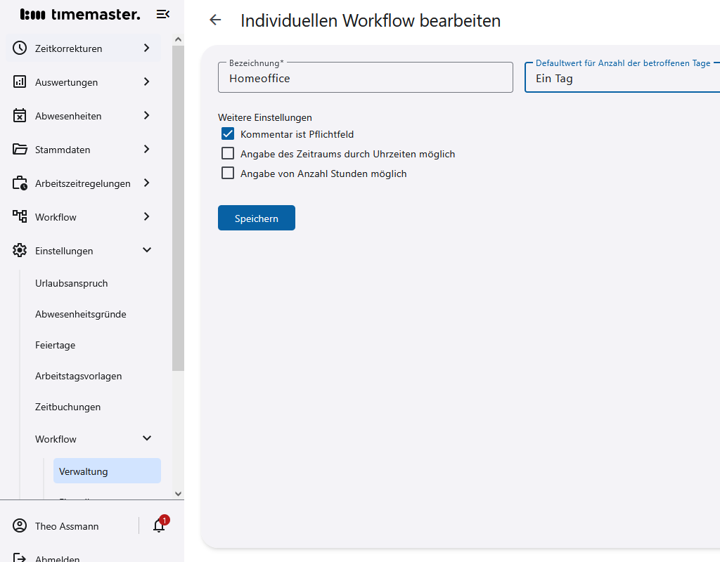 Konfiguration des individuellen Workflows