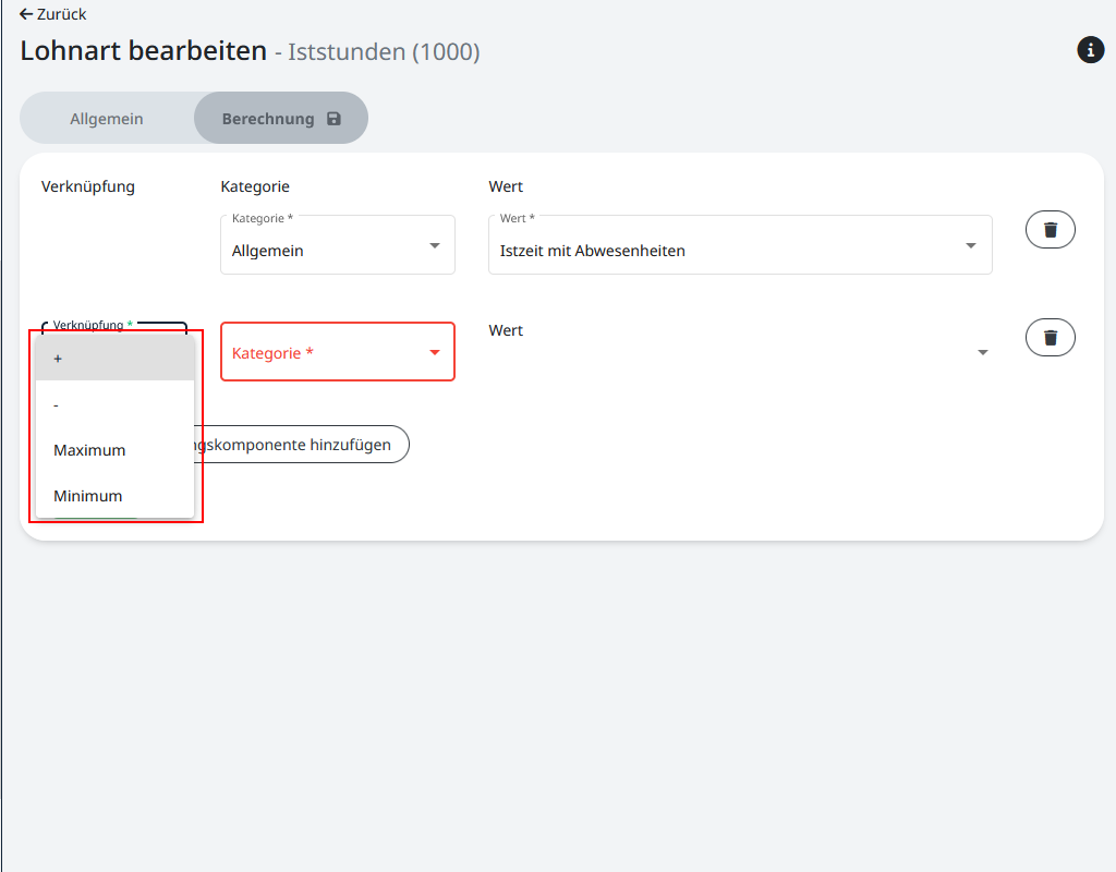 Übersicht Berechnungsmöglichkeiten