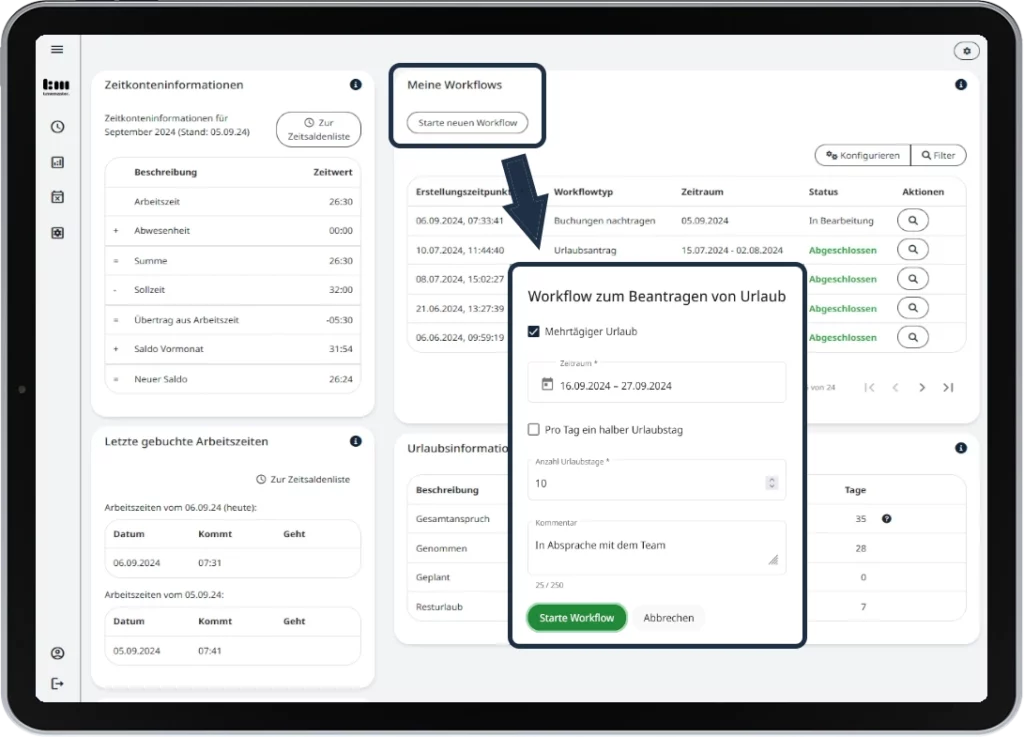 Planen im Antragswesen für Abweseneheiten wie Urlaub