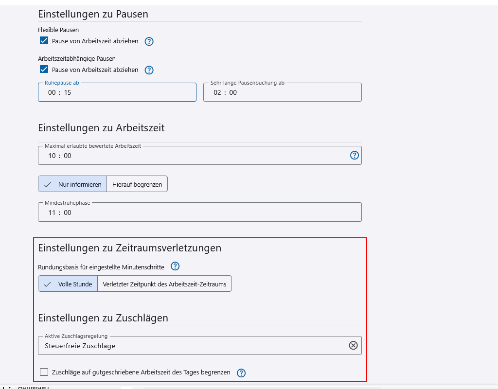 Einsteunngen zur Zeitraumsverletzungen und Zuschlägen