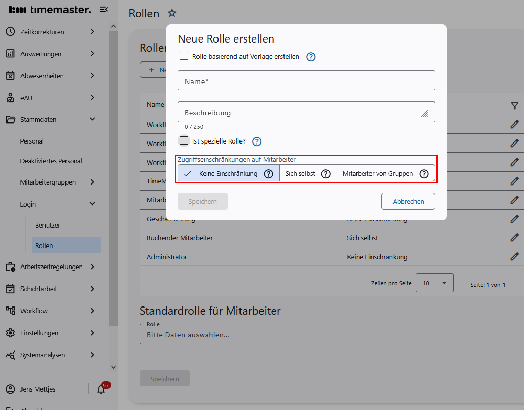 Konfiguration der Zugriffseinschränkung