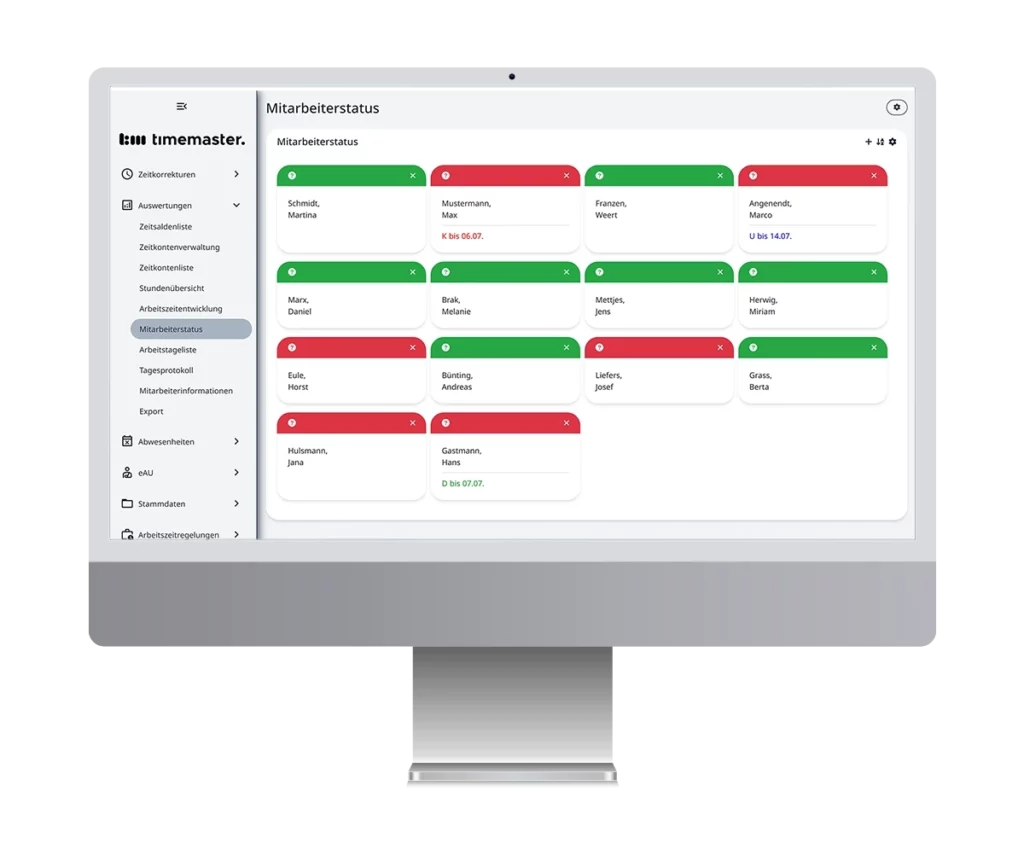 Mitarbeiterstatus mit An- und Abwesenheiten auf einem Blick