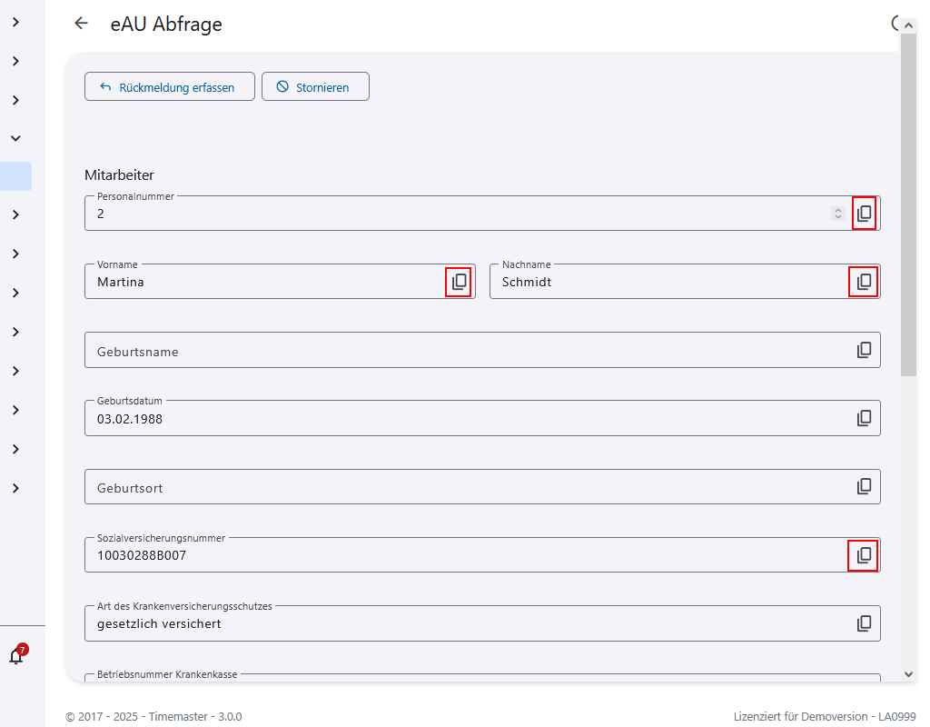 Einsicht in eine eAU-Abfrage