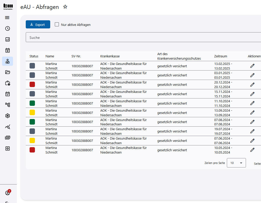 Markierungen der eAU-Abfragen