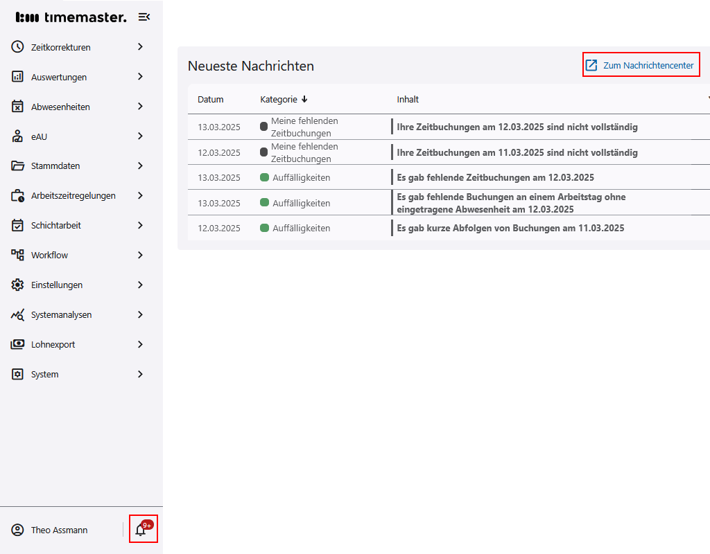 Zugriff auf das Nachrichtencenter