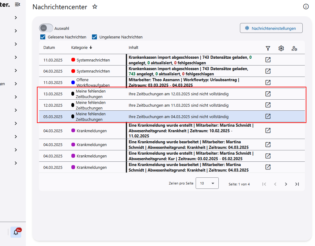 Markieren der Nachrichten als gelesen oder ungelesen
