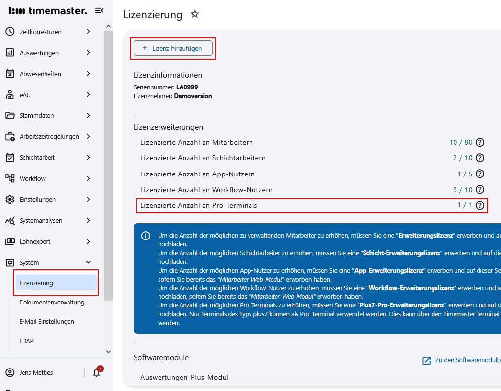 Prüfen der Terminal-Pro-Lizenzen
