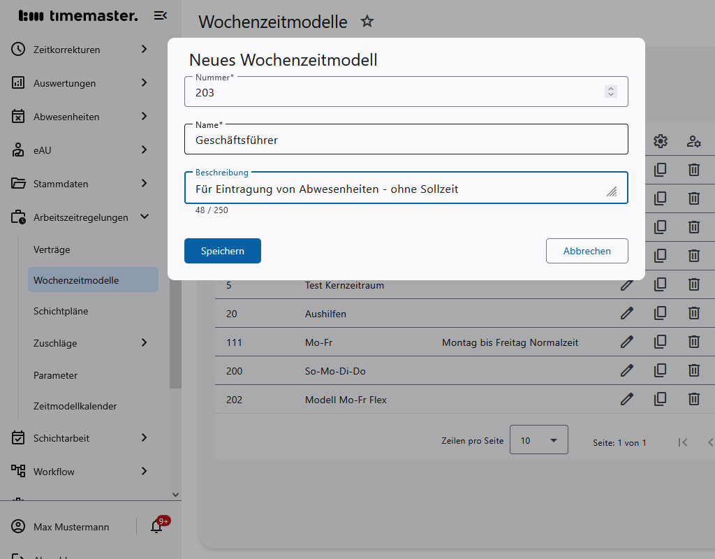Eingabe einer Bezeichnung