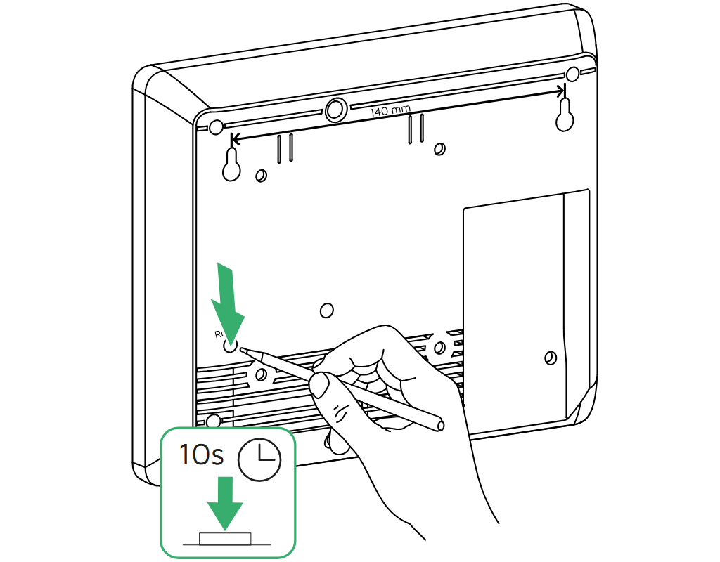 Betätigung des Reset-Tasters