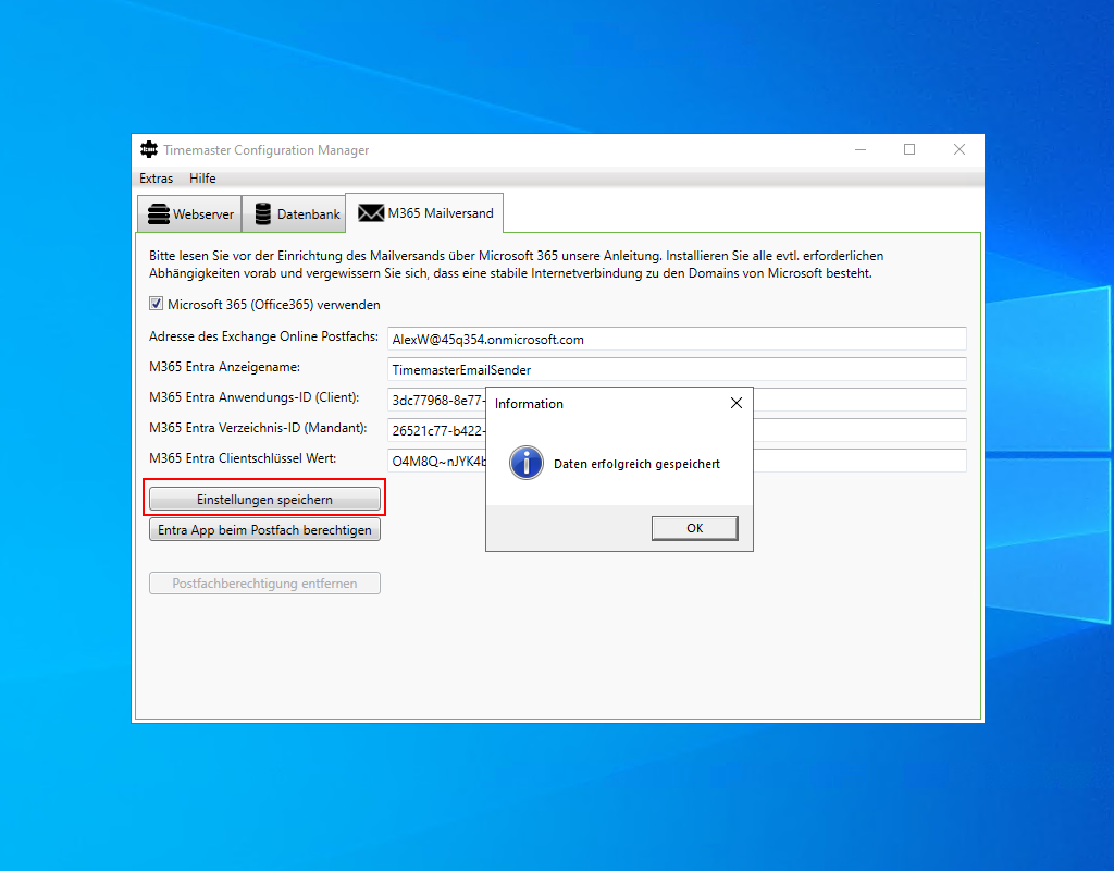 Einrichtung des Mailversands