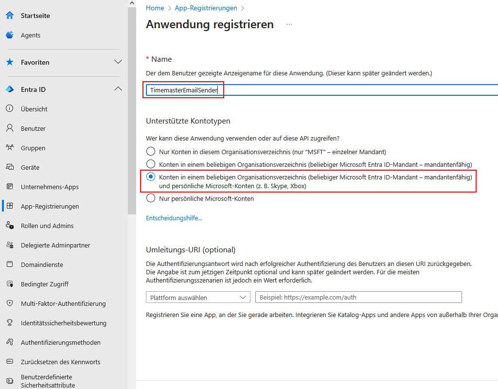 Konfiguration des Mailversands