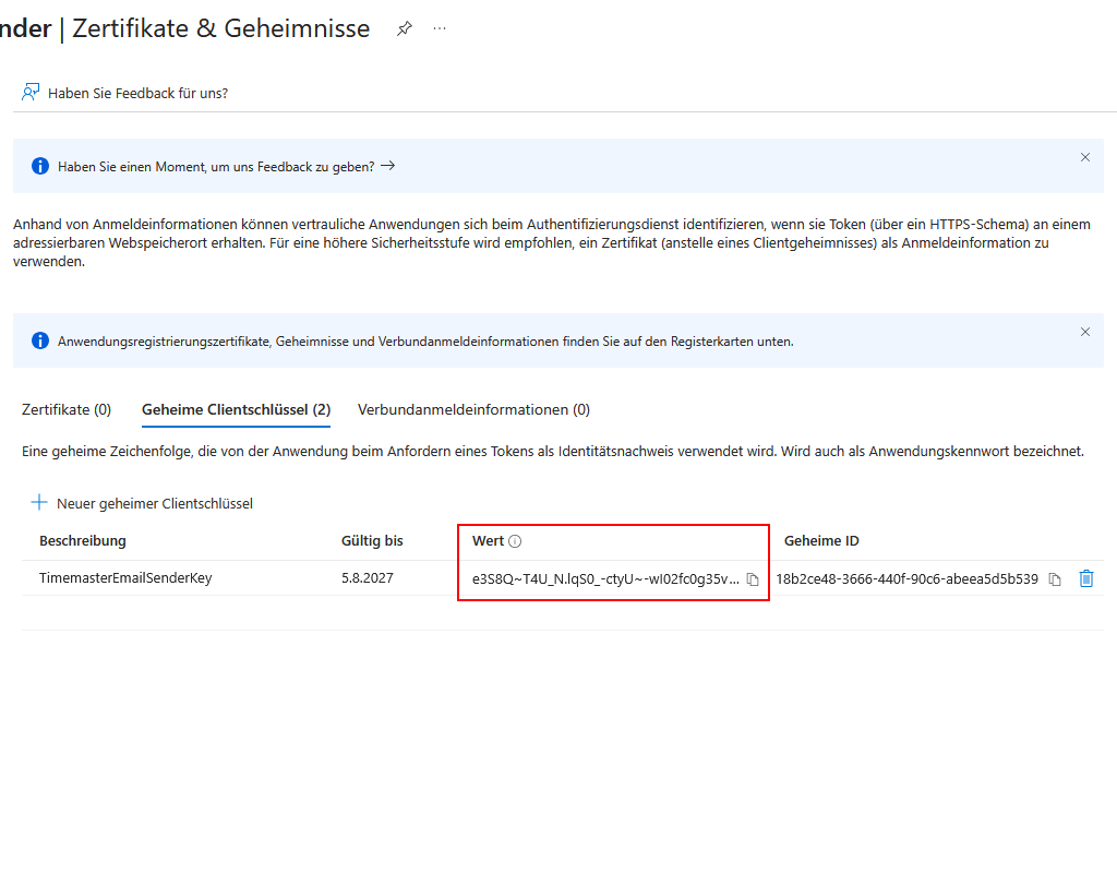 Konfiguration des Mailversands