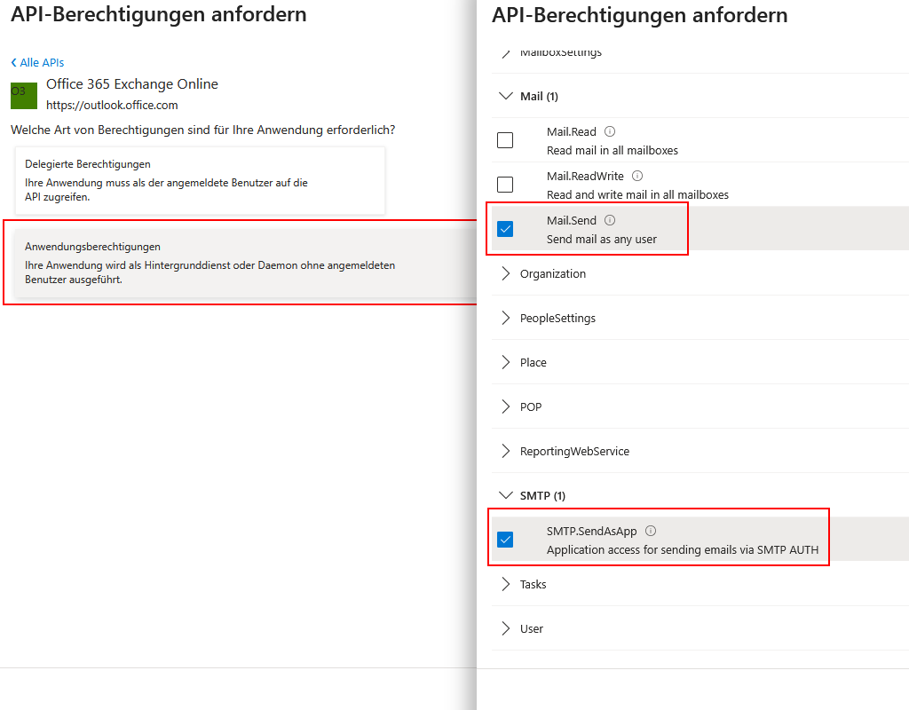 Konfiguration des Mailversands
