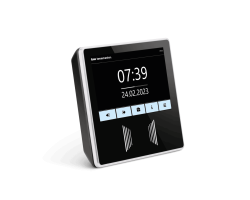 Netzwerkfähiges Terminal in schwarz zur Zeiterfassung mit RFID und NFC